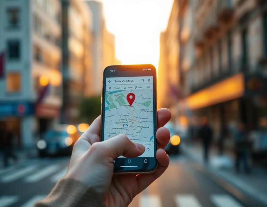 Cidadão usando o celular para marcar um ponto no mapa